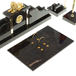 Настольный письменный набор из чёрного обсидиана с декором в виде льва Golden Lion варинант исполнения - 3 | Loft Concept в Саратове