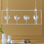 Люстра белая прямоугольная с абажурами в виде цветков тюльпана White Tulips варинант исполнения - 8 | Loft Concept в Саратове