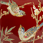 Настольная лампа бордовая с изображением птиц Slip Away варинант исполнения - 6 | Loft Concept в Саратове