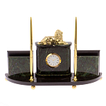 Настольный канцелярский набор из нефрита с декором в виде льва Golden Lion варинант исполнения - 1 | Loft Concept в Саратове