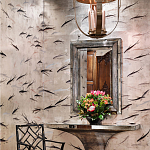 Обои ручная роспись Fishes Blue Pearl on Tarnished Silver gilded silk with pearlescent antiquing варинант исполнения - 1 | Loft Concept в Саратове