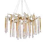 Люстра подвесная золотого цвета с разветвленными ветвями и прозрачными стеклянными подвесками Droplet Chandelier варинант исполнения - 1 | Loft Concept в Саратове