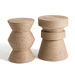 Приставной стол с отделкой из джута Juti D35 см варинант исполнения - 5 | Loft Concept в Саратове