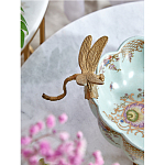 Чаша из голубого фарфора на бронзовых ножках с рисунком цветов и фигурками стрекоз Blue Garden варинант исполнения - 5 | Loft Concept в Саратове