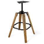 Барный стул со спинкой и металлической подставкой на 4-х деревянных ножках Бежевый Велюр Vendramin Chair варинант исполнения - 8 | Loft Concept в Саратове