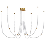 Люстра подвесная с 6-ю изогнутыми плафонами и белыми декоративными шариками PEARLS Suspension варинант исполнения - 1 | Loft Concept в Саратове