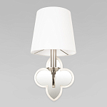 Бра с белым текстильным абажуром и декоративным основанием в виде четырехлистника с зеркальной вставкой Vitorino варинант исполнения - 22 | Loft Concept в Саратове