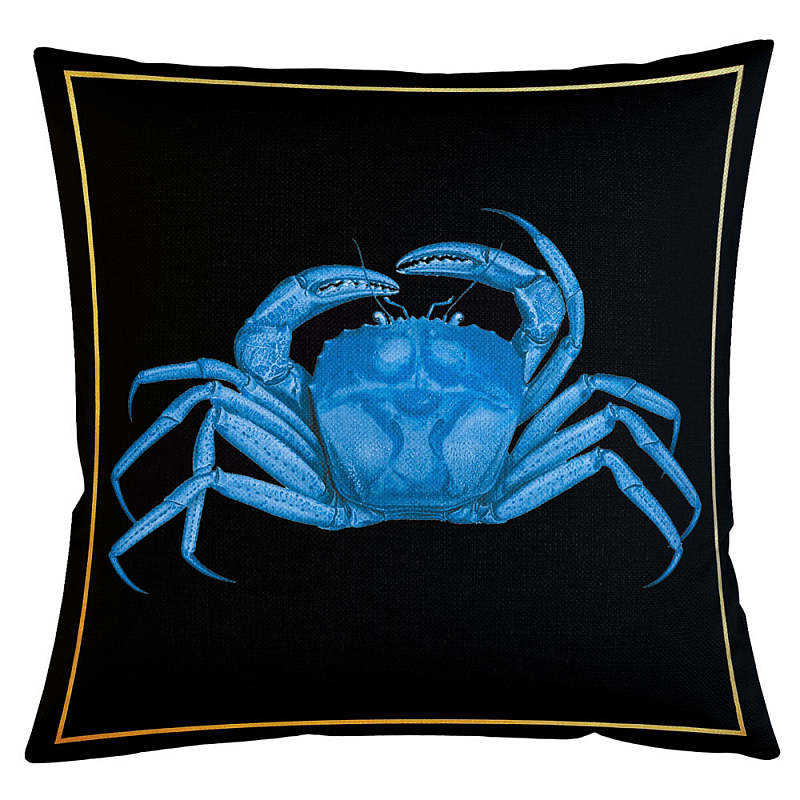 Декоративная подушка Blue Crab Бежевый Черный Морская синь Декоративная подушка Blue Crab Бежевый Черный Морская синь в Саратове | Loft Concept