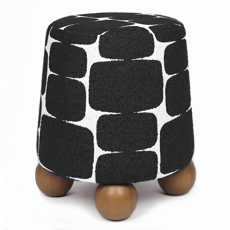 Пуф Wakonda Черно-Белый с круглыми ножками Белый Черный Коричневый в Саратове | Loft Concept 