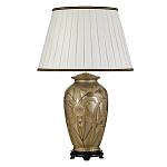 Настольная лампа восточная с основанием из керамики серебряная с цветочным и лиственным декором и белым плиссированным абажуром Elstead Lighting варинант исполнения - 1 | Loft Concept в Саратове