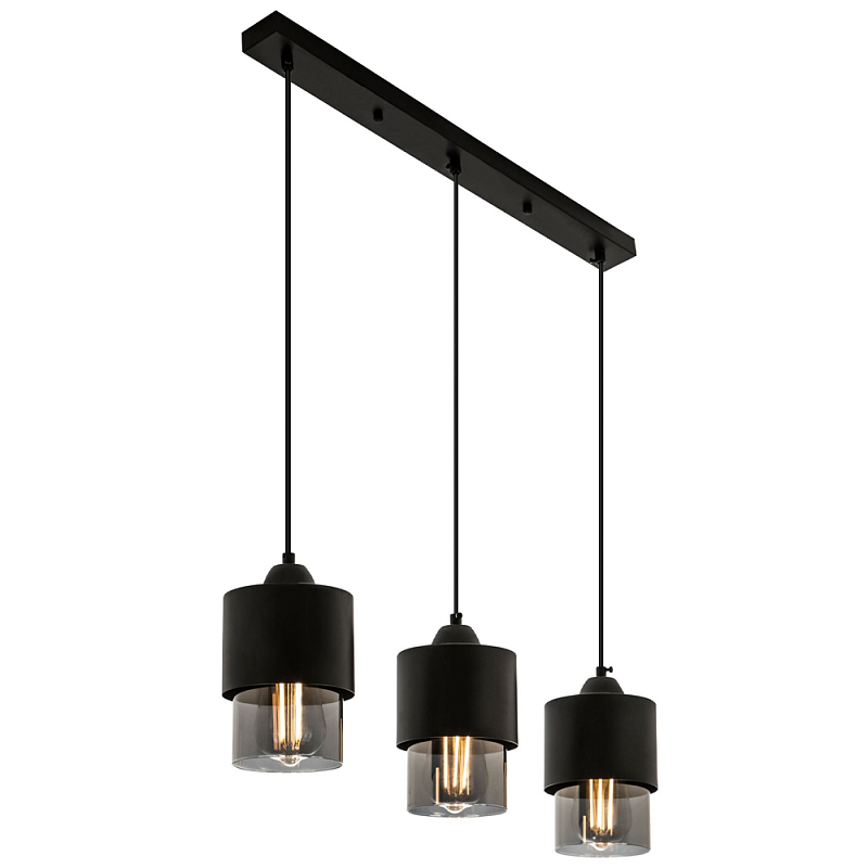 Подвесной светильник с 3-мя плафонами из дымчатого стекла Volta Flos Trio Hanging Lamp Черный Стекло Смок Подвесной светильник с 3-мя плафонами из дымчатого стекла Volta Flos Trio Hanging Lamp Черный Стекло Смок в Саратове | Loft Concept
