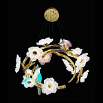 Люстра круглая на золотом каркасе с птичками и цветочным декором Miscellaneous herbs варинант исполнения - 8 | Loft Concept в Саратове