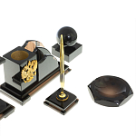 Настольный письменный набор с часами из природного камня обсидиана National Еmblem варинант исполнения - 5 | Loft Concept в Саратове