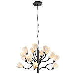Люстра подвесная черного цвета с ветвями и белыми фарфоровыми цветами Floralis варинант исполнения - 4 | Loft Concept в Саратове