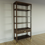 Стеллаж Elsa Dreams Walnut со стеклянными полками и ящиком варинант исполнения - 1 | Loft Concept в Саратове