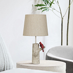 Настольная лампа с тканевым абажуром и основанием в виде птицы на дереве Simurq варинант исполнения - 3 | Loft Concept в Саратове