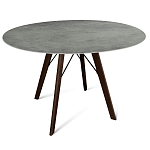 Стол обеденный с серой овальной столешницей из керамики на четырех деревянных ножках Gray Ceramics варинант исполнения - 1 | Loft Concept в Саратове