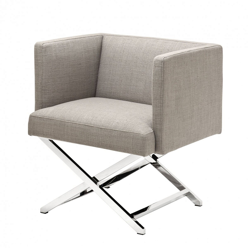 Кресло Eichholtz Chair Dawson Sand Бежево-серый Нержавеющая сталь Кресло Eichholtz Chair Dawson Sand Бежево-серый Нержавеющая сталь в Саратове | Loft Concept