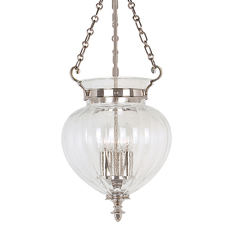 Подвесной светильник цвета никель с прозрачным ребристым стеклянным плафоном в классическом стиле Elstead Lighting Прозрачное Стекло Никель в Саратове | Loft Concept 