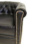 Кресло кожаное с мягкими подлокотниками на 4-х деревянных ножках Logan Leather Armchair black 2 варинант исполнения - 2 | Loft Concept в Саратове