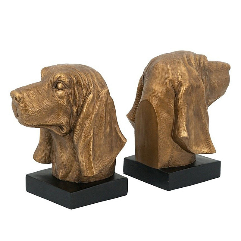 Держатель для книг с бронзовыми фигурками головы собаки Dog Elegance Бронза Черный Держатель для книг с бронзовыми фигурками головы собаки Dog Elegance Бронза Черный в Саратове | Loft Concept