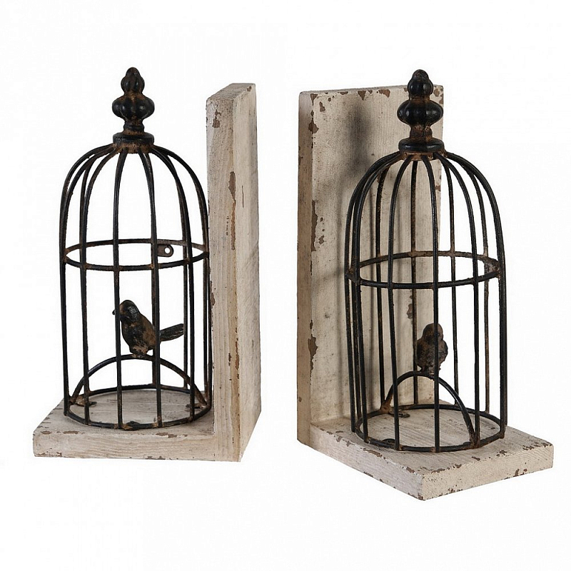Держатель для книг Birds In Cage Бежево-серый Коричневый Держатель для книг Birds In Cage Бежево-серый Коричневый в Саратове | Loft Concept