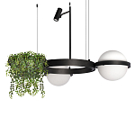 Подвесной светильник с 2-мя шарообразными плафонами и цилиндрическим спотом Light of Еyes варинант исполнения - 1 | Loft Concept в Саратове