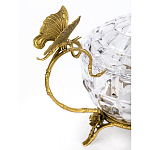 Конфетница из прозрачного рельефного стекла с ручками в виде стрекоз и фигуркой лебедя Eden Garden варинант исполнения - 2 | Loft Concept в Саратове