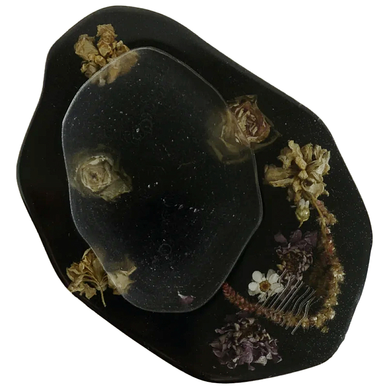 Подставка из эпоксидной смолы с цветами черная Epoxy Resin Flowers Black Черный Подставка из эпоксидной смолы с цветами черная Epoxy Resin Flowers Black Черный в Саратове | Loft Concept