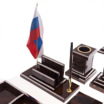 Настольный письменный набор из природного камня обсидиана Team leader варинант исполнения - 3 | Loft Concept в Саратове