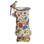 Ваза фарфоровая с птицей на бронзовой ветке и цветочной росписью Garden of Eden варинант исполнения - 5 | Loft Concept в Саратове