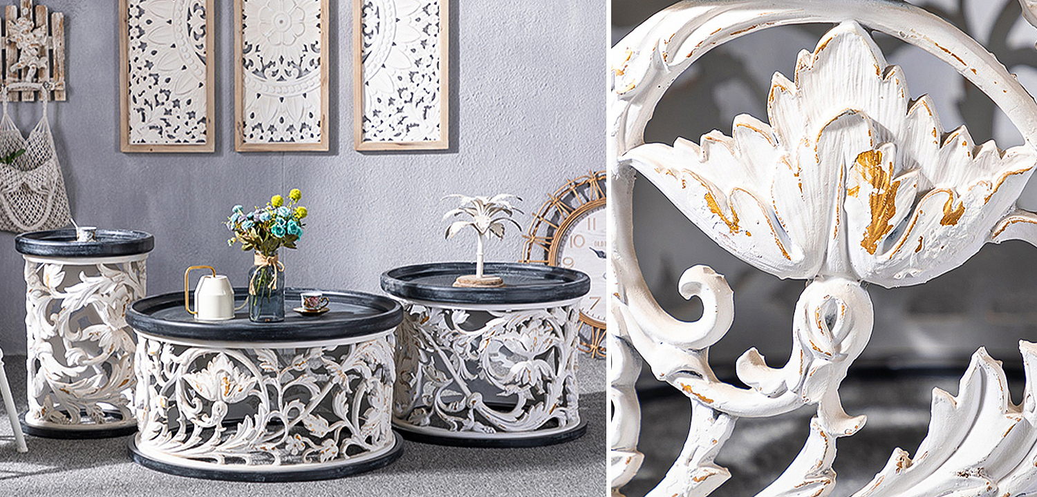 Кофейный стол Fleurette Provence Black White Coffee Table 80 Кофейный стол Fleurette Provence Black White Coffee Table 80 - Loft-Concept в Саратове