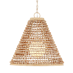 Подвесной светильник в форме колокола из деревянных бусин Wooden Beads варинант исполнения - 1 | Loft Concept в Саратове