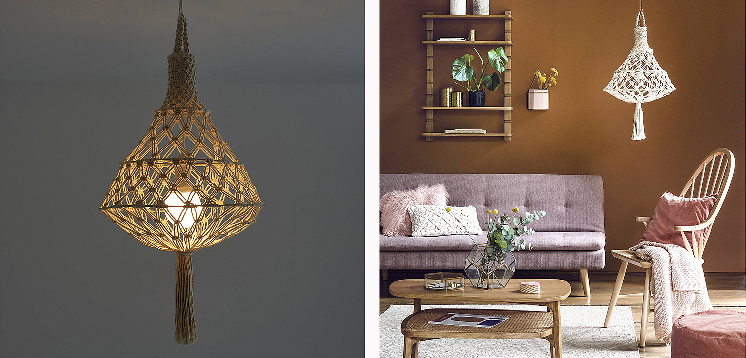 Подвесной светильник Macrame Wicker Hanging lamp Подвесной светильник Macrame Wicker Hanging lamp - Loft-Concept в Саратове