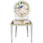 Стул светло-серый из натурального бука с изображением птиц и цветов Blooming Blue Birds варинант исполнения - 1 | Loft Concept в Саратове