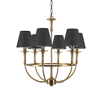 Люстра на металлическом основании бронзового цвета с 6-ю черными конусовидными абажурами Dignity варинант исполнения - 2 | Loft Concept в Саратове