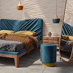 Пуф синий велюр на золотом металлическом основании Golden Belt варинант исполнения - 4 | Loft Concept в Саратове