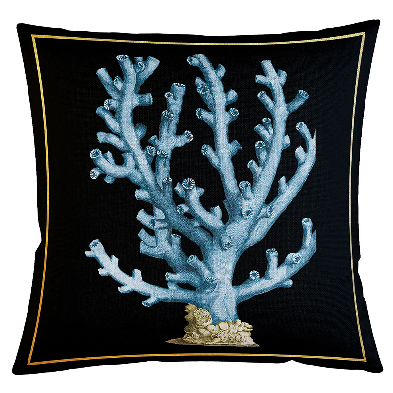 Декоративная подушка Blue Coral Бежевый Черный Морская синь Декоративная подушка Blue Coral Бежевый Черный Морская синь в Саратове | Loft Concept