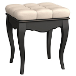 Пуф из массива бука с бежевой обивкой из велюра White Provence Black Provence варинант исполнения - 1 | Loft Concept в Саратове