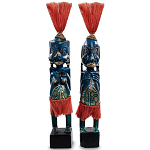 Комплект из 2-х деревянных статуэток Asmat Straw Headdress Statuettes Multicolor варинант исполнения - 2 | Loft Concept в Саратове