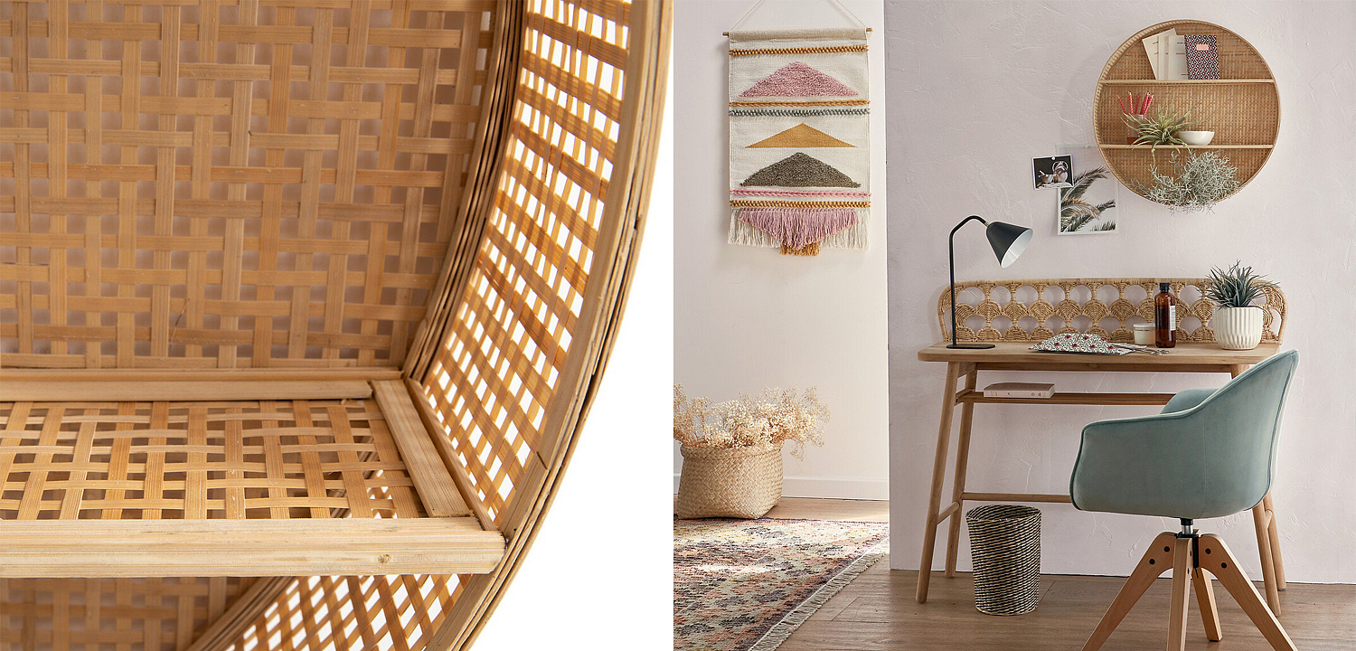 Полка Wicker Bamboo Shelf cells Полка Wicker Bamboo Shelf cells - Loft-Concept в Саратове
