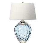 Настольная лампа со белым конусным абажуром и прозрачным голубым стеклянным основанием Quintiesse варинант исполнения - 1 | Loft Concept в Саратове