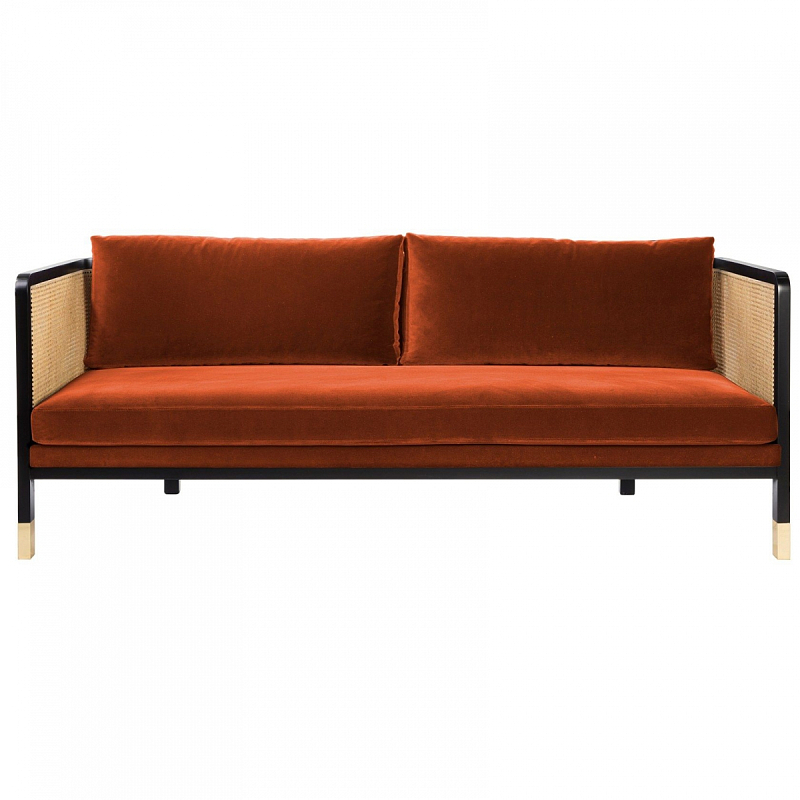 Диван Rattan Decor Sofa Terracotta Терракотовый Бежевый Черный Диван Rattan Decor Sofa Terracotta Терракотовый Бежевый Черный в Саратове | Loft Concept