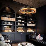 Люстра кольцевая чёрного цвета с вертикальными стеклянными элементами Ring Horizontal варинант исполнения - 2 | Loft Concept в Саратове