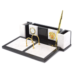 Настольный письменный набор из белого мрамора и змеевика Marble Accessory варинант исполнения - 2 | Loft Concept в Саратове