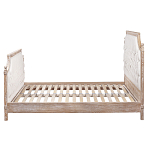 Кровать двуспальная светло-бежевая с основанием из массива дуба с мягким изголовьем Flax Beds варинант исполнения - 2 | Loft Concept в Саратове