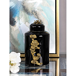 Банка с крышкой из фарфора с бронзовым цветочным элементом Eden Garden варинант исполнения - 4 | Loft Concept в Саратове