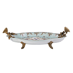 Блюдо овальное из голубого фарфора с ручками в виде бабочек и цветочным рисунком Blue Garden варинант исполнения - 1 | Loft Concept в Саратове