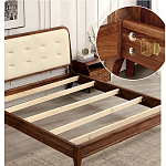 Кровать двуспальная с каркасом из дерева и мягким изголовьем Moon Walnut Bed варинант исполнения - 5 | Loft Concept в Саратове