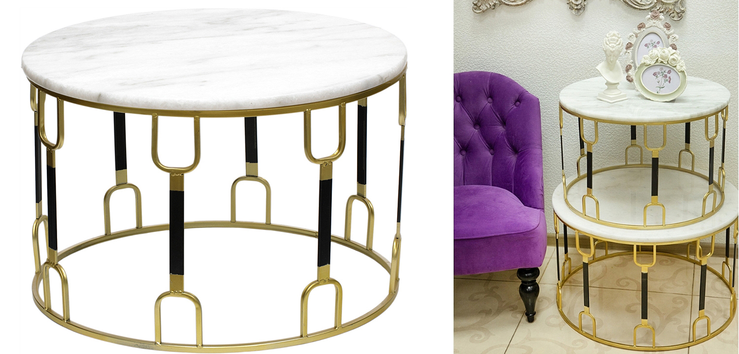 Приставной стол Dorius Side Table white marble Приставной стол Dorius Side Table white marble - Loft-Concept в Саратове